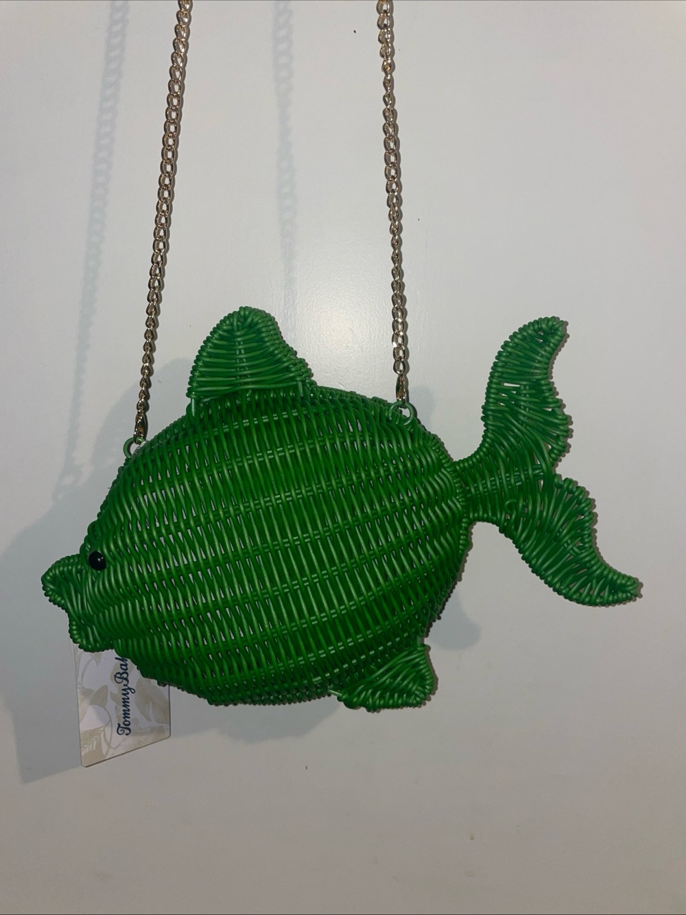 Tommy Bahama Viral Green Fish Woven Straw Novelty Bag Tropical Summer NWT - Picture 3 of 3